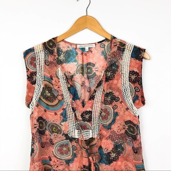 Daniel Rainn Floral Paisley Short Sleeve Blouse S Small - Picture 5 of 6